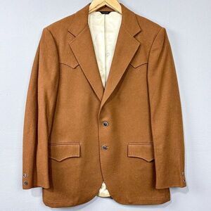 Vintage Lasso Tailored Western Wear Blazer Jacket Size 42‎ Vicuna Brown Cashmere